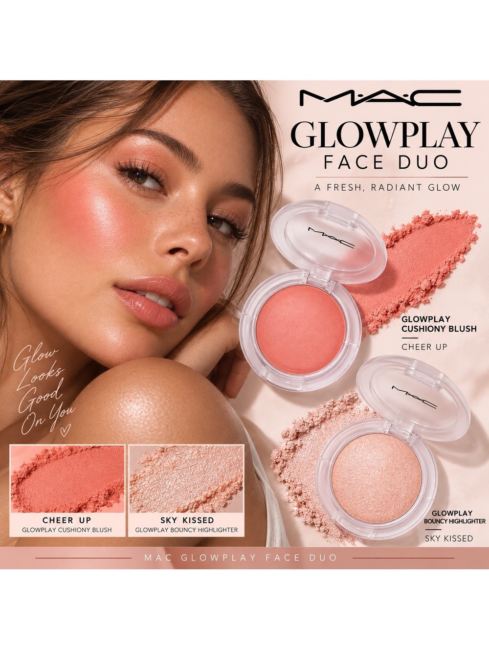 MAC Glowplay Face Duo - Cheer Up Blush & Sky Kissed Highlight - New in Box